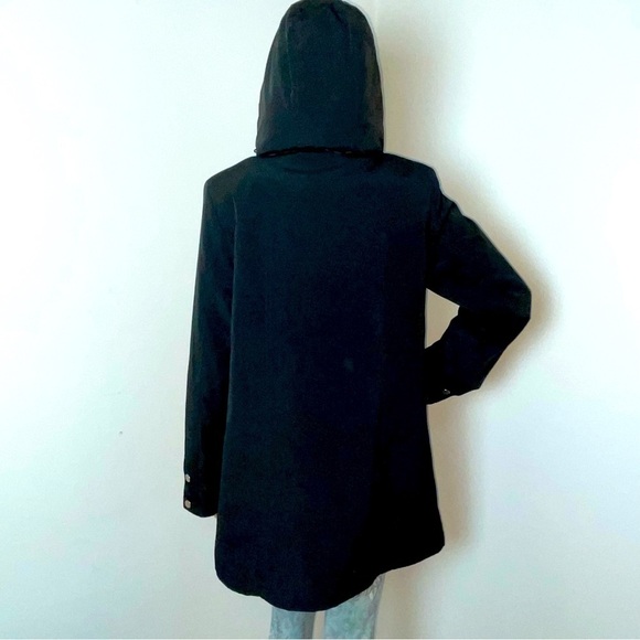 Gallery Black Pea Coat with Hood - Size Small - Picture 7 of 13